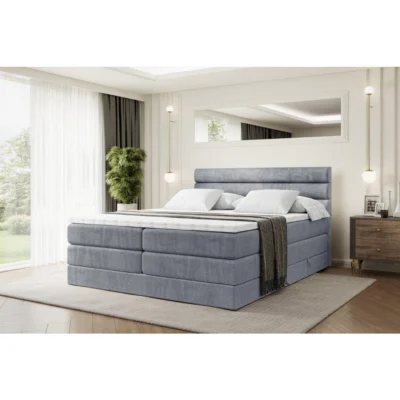 ALTDECOR Boxspringbett CELESTIA KING in Grau, Liegefläche 120x200 cm – Bonellfederkern